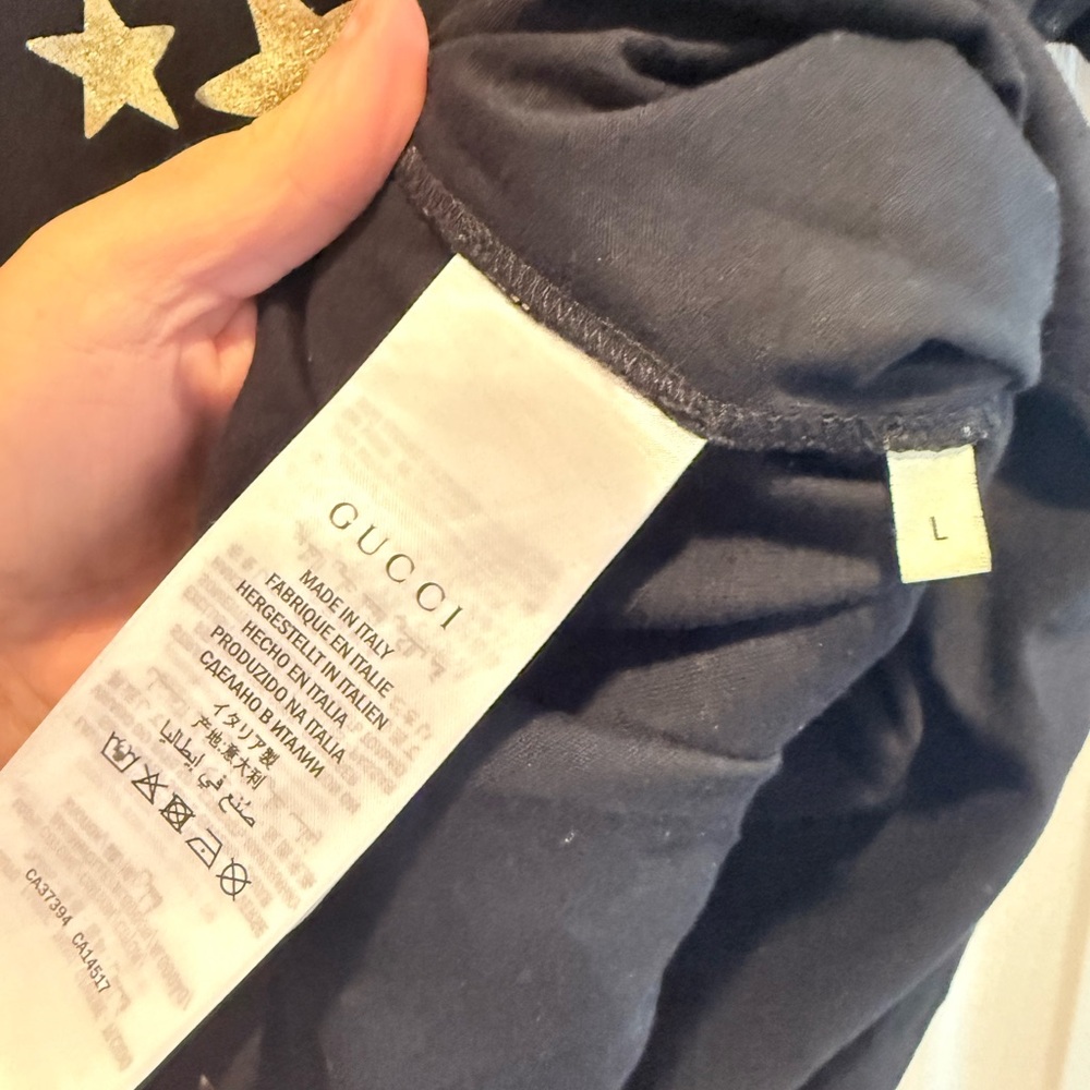 Gucci Black Tee with Gold Stars and Moons - Picture 5 of 6
